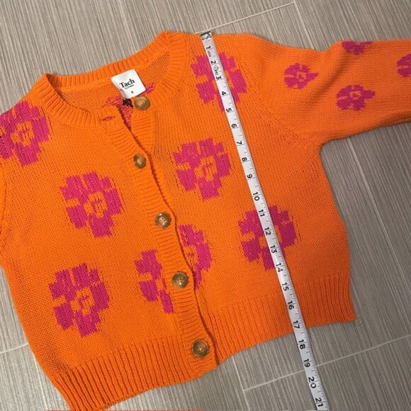NWT Tach Vera Floral Knit Cardigan Button Front Size Small Orange Pink Y2K - Picture 16 of 16